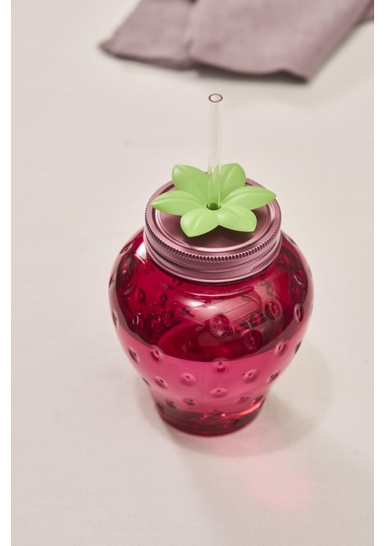 Kırmızı Çilek Şeffaf Pipetli 750 ml Su Şişesi, Şık ve Kullanışlı Tasarım modelleri