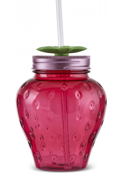 Kırmızı Çilek Şeffaf Pipetli 750 ml Su Şişesi, Şık ve Kullanışlı Tasarım indirimleri
