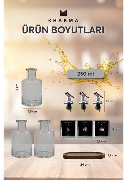 3'lü Ahşap Stantlı 250 ml Yağ, Sirke ve Nar Ekşisi Şık Set fiyatları