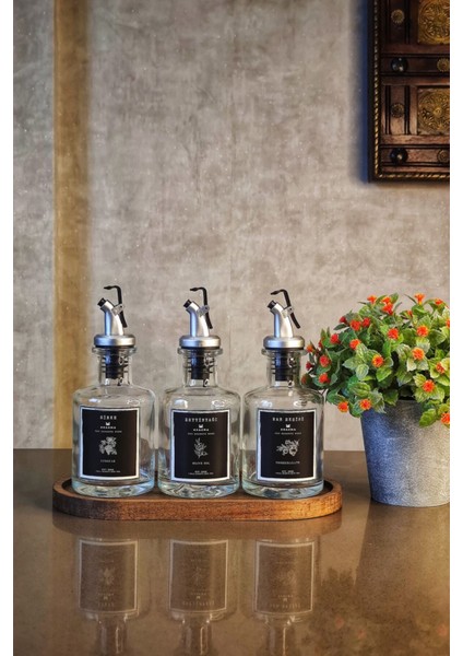 3'lü Ahşap Stantlı 250 ml Yağ, Sirke ve Nar Ekşisi Şık Set modelleri