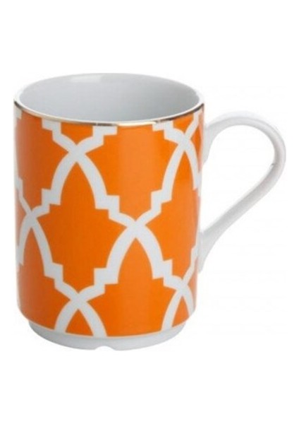 Turuncu 345CC Desenli Kupa, Şık ve Kullanışlı Ev ve Ofis Aksesuarı