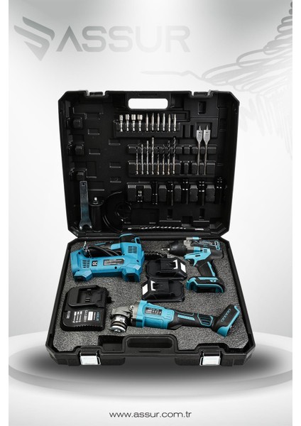 21V Çift Akülü 3'lü Set 125MM Taşlama 800NM Somun Sıkma Sökme 121 Psı Hava Pompası fiyatları