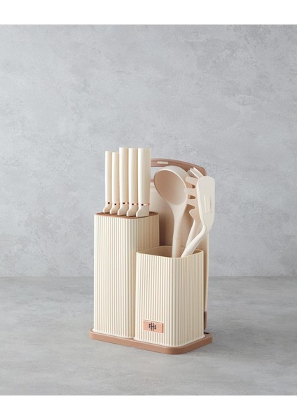 Pratik Kesme Tahtası ve Bıçak Seti, 21.5X13X20 Cm, Krem Renk modelleri
