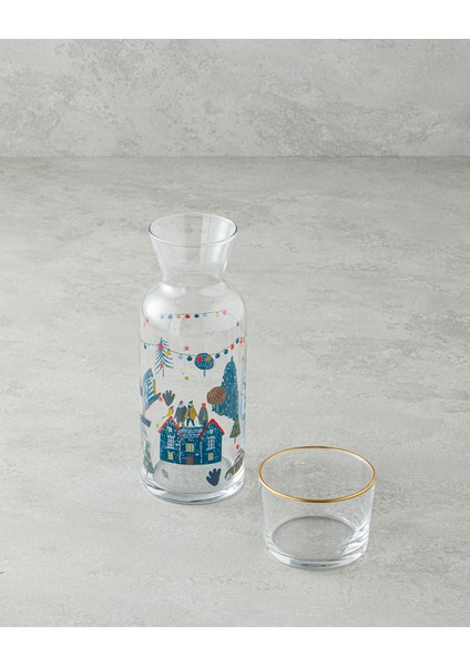 Cam Başucu Sürahi Seti, 700 ml ve 220 Ml, Kırmızı ve Yeşil Renk Seçenekleri modelleri