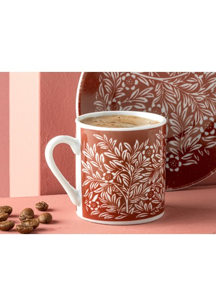 2'li Porselen Kahve Fincan Takımı, 80 Ml, Şık Bordo Renkli Set fiyatları