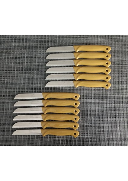 12'li Parlak Sarı Meyve Bıçak Seti, Şık ve Kullanışlı Tasarım