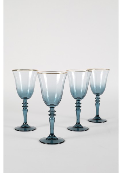 Petrol Mavisi 4'lü Su Kadehi Seti, 270 Cc, Şık ve Zarif Tasarım