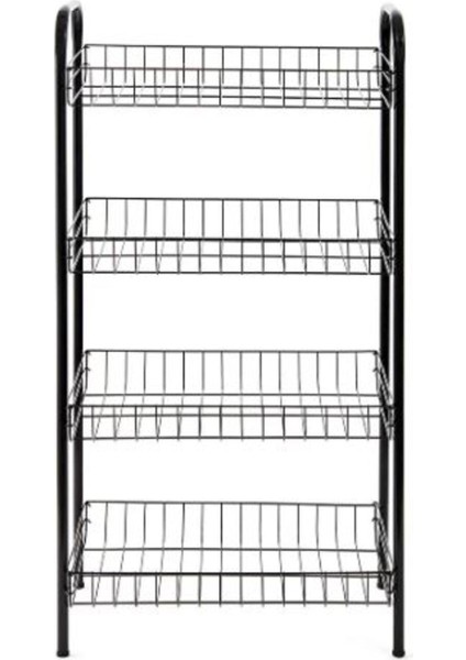 4 Katlı Siyah Metal Raf, Pratik ve Şık Depolama Çözümü