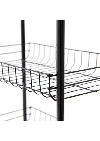 4 Katlı Siyah Metal Raf, Pratik ve Şık Depolama Çözümü indirimleri