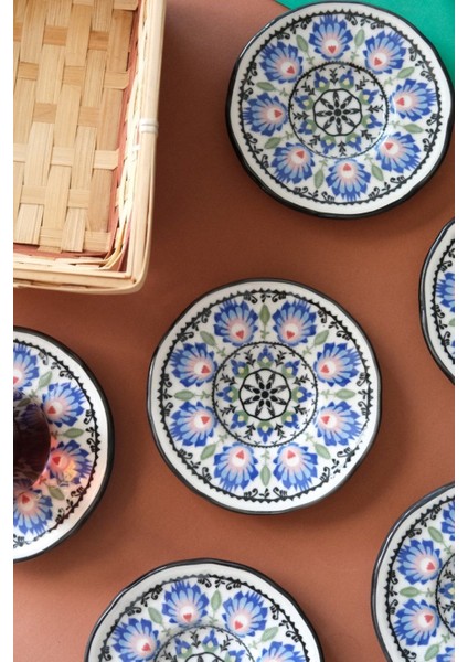 Mavi 12 cm 6'lı Porselen Çay Tabağı Takımı, Şık ve Zarif Tasarım fiyatları