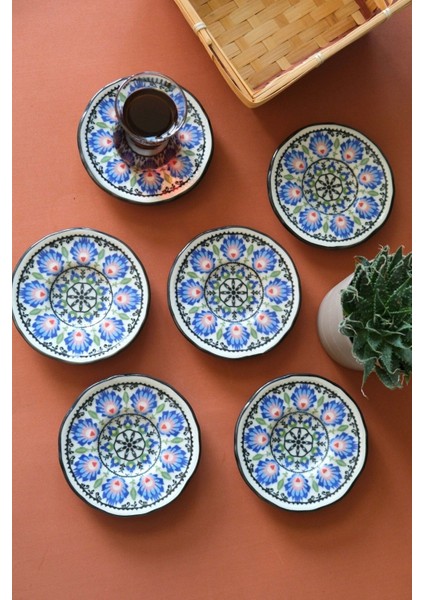 Mavi 12 cm 6'lı Porselen Çay Tabağı Takımı, Şık ve Zarif Tasarım fırsatları