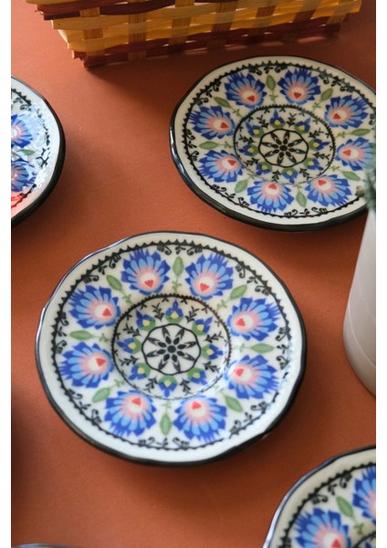 Mavi 12 cm 6'lı Porselen Çay Tabağı Takımı, Şık ve Zarif Tasarım indirimleri