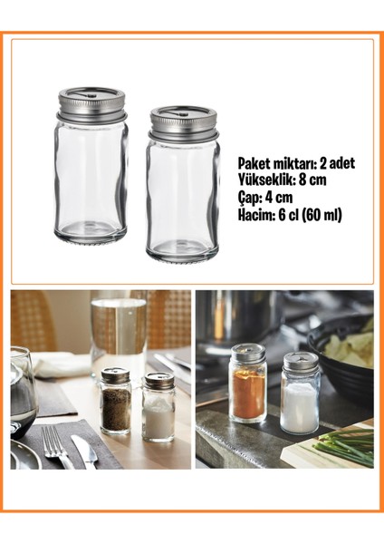 2'li Baharatlık Seti, Tuzluk ve Karabiberlik, 60 Ml, Şık ve Kullanışlı Tasarım