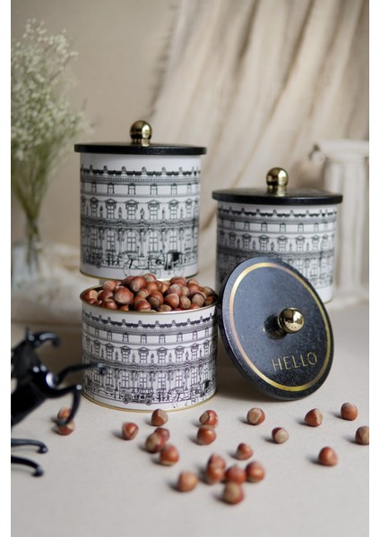 Yuvarlak Kutu Seti, Ø140 Topuz Kulp, 3'lü, Gri Renkli, Şık ve Kullanışlı Tasarım