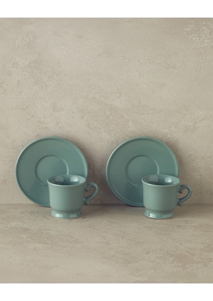 Şık 4'lü Yeşil ve Bordo Seramik Kahve Fincanı Takımı, 2 Kişilik Set modelleri