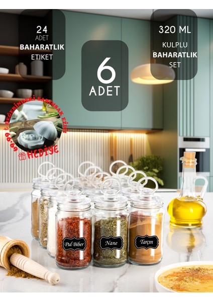 6'lı Vakumlu Cam Baharat Takımı, Şık ve Pratik Mutfak Aksesuarı