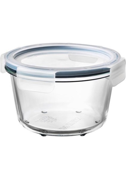 Turuncu Yuvarlak Cam Saklama Kabı, 600 Ml, Dayanıklı ve Şık Tasarım