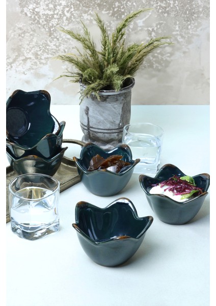 Zümrüt Zambak Çerezlik ve Sosluk Takımı, 12 Cm, 6'lı Set