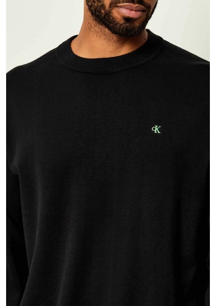 Calvın Kleın Erkek Marka Logo Nakışlı Yuvarlak Yaka Şık Görünüşlü Günlük Kullanıma Uygun Siyah Kazak LV04RC309G Ub1 fiyatları