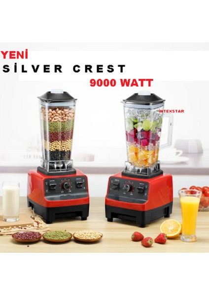 9000W Çok Fonksiyonlu Ev Tipi Buz Kırıcı Öğütücü, 2.5l Çift Sürahi, Kırmızı