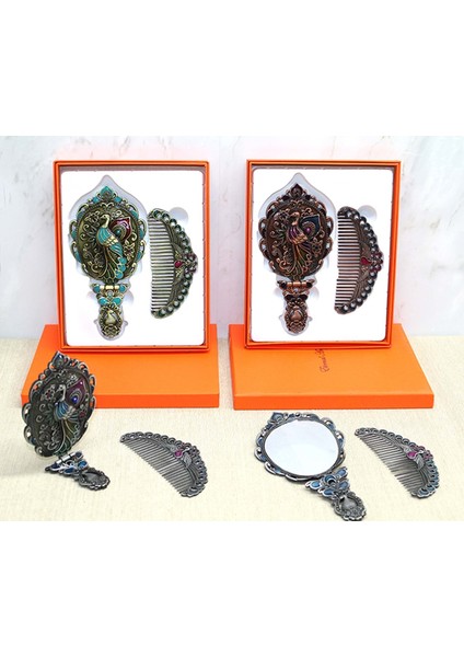 Tavuskuşu Katlanabilir Ayna ve Tarak Seti Orta Boy