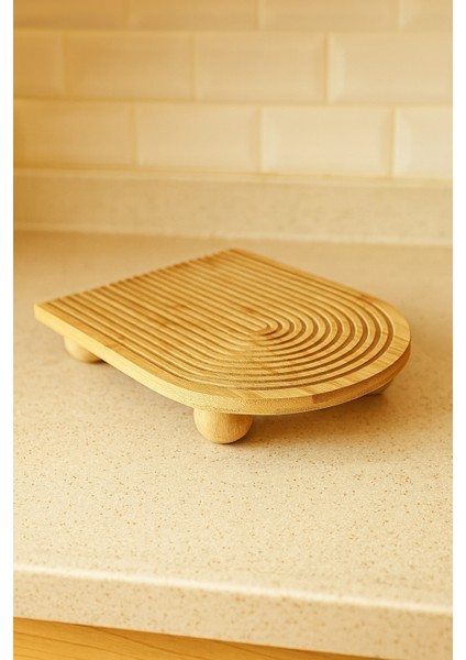 Bambu Dekoratif Top Ayaklı Sunum Tabağı, Servis Tabağı, (23 x 33 Cm) fiyatları
