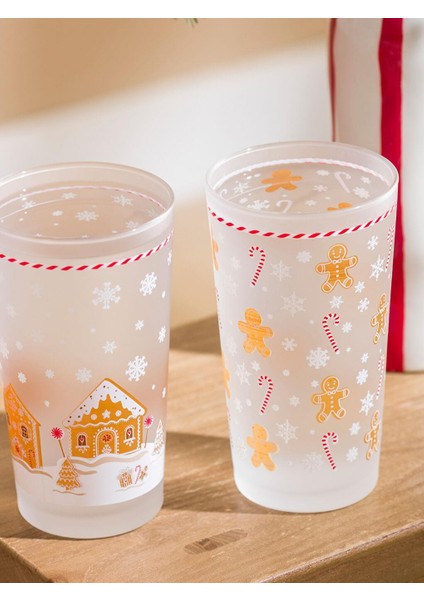Yılbaşı Temalı Cam Bardak Seti 2'li 570 ml (W5) modelleri