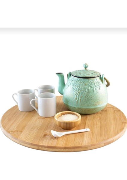 Bambu Dekoratif Yuvarlak Sunum Tabağı, 360 Derece Dönebilen Servis Tabağı, (30 x 30 Cm)