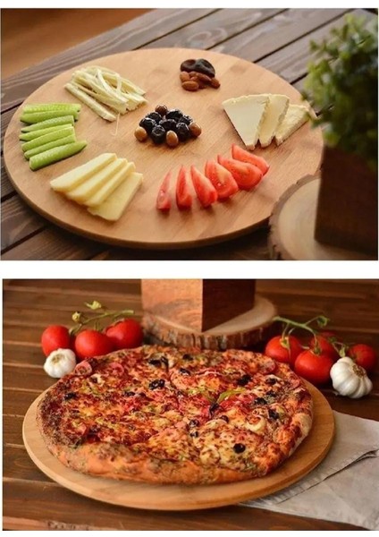 Bambu Dekoratif Yuvarlak Sunum Tabağı, 360 Derece Dönebilen Servis Tabağı, (30 x 30 Cm) fiyatları