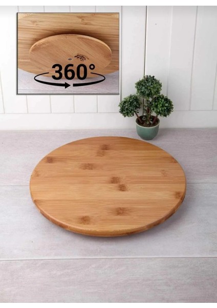 Bambu Dekoratif Yuvarlak Sunum Tabağı, 360 Derece Dönebilen Servis Tabağı, (30 x 30 Cm) modelleri