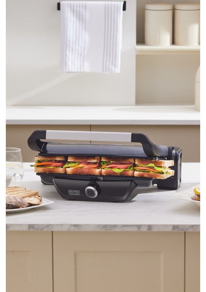 Şık Siyah Antibakteriyel Tost Makinesi, Pratik ve Dayanıklı Tasarım
