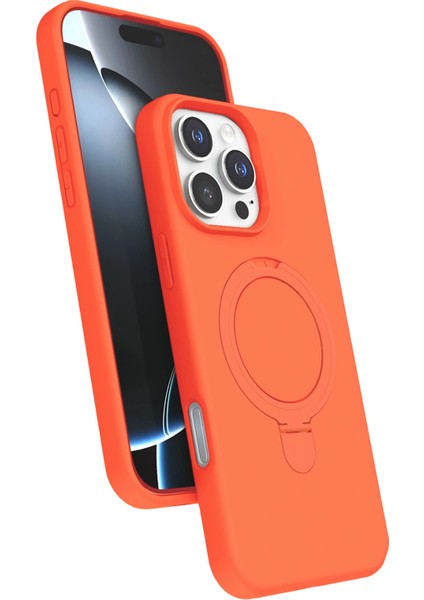 Msa-Shop Newface Apple Iphone 16 Pro Regal Magsafe Standlı Kapak - Turuncu