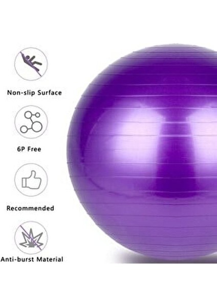 Pilates Topu 65 cm PVC Malzeme ile Denge ve Güçlendirme Amaçlı Kullanım