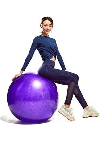Pilates Topu 65 cm PVC Malzeme ile Denge ve Güçlendirme Amaçlı Kullanım