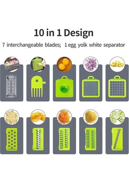 Çok Renkli 8 Bıçaklı Sebze Doğrayıcı, Dilimleyici, Soğan Kıyıcı, Yumurta Ayırıcı modelleri