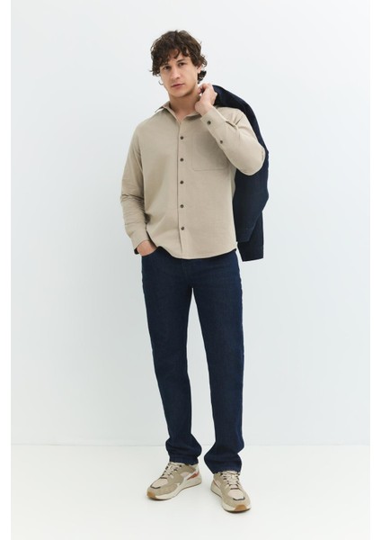 Regular Fit Taş Rengi Erkek Gömlek