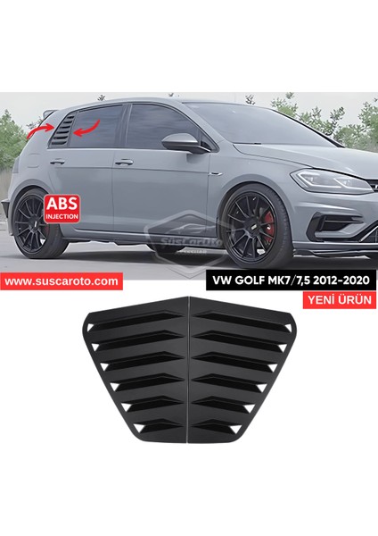 Vw Golf 7 7.5 2012-2020 Uyumlu Kelebek Cam Izgarası Kelebek Cam Vizörü Havalandırma Sağ Sol Takım Parlak Siyah