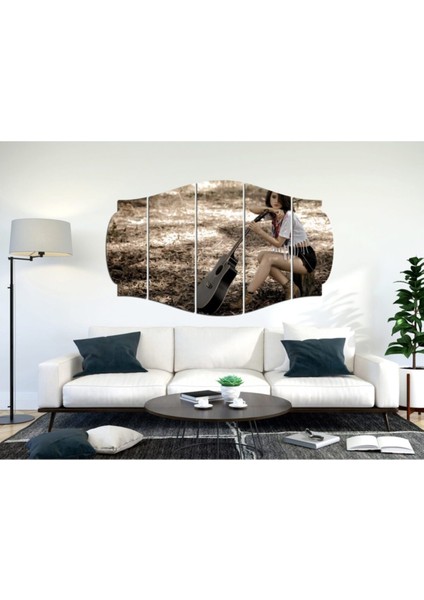 Yeşil Müzik Aleti Gitar Kız Mdf Tablo 1392 (Model C)