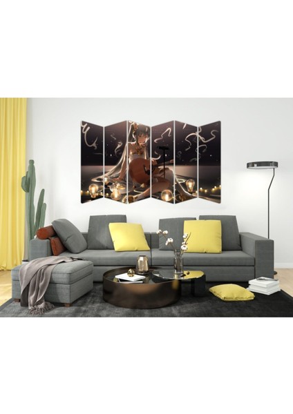 Yeşil Gitar Temalı Mdf Tablo, Kız Figürlü Dekorasyon, Müzik Severler Için Şık Hediye