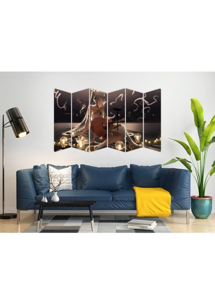 Yeşil Gitar Temalı Mdf Tablo, Kız Figürlü Dekorasyon, Müzik Severler Için Şık Hediye fiyatları