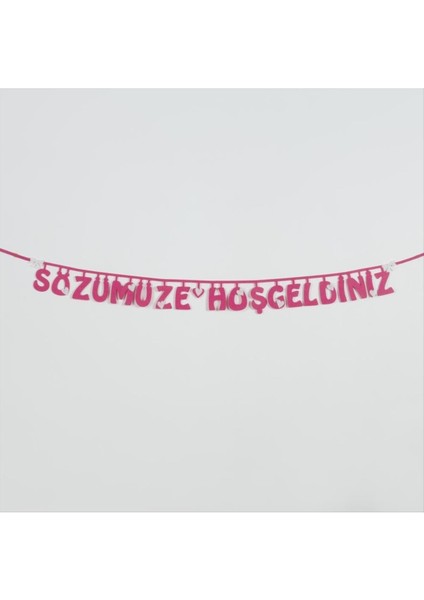 Msa-Shop Sözümüze Hoşgeldiniz Keçe Yazı-Pembe