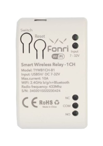 Akıllı Kablosuz Röle, Tek Kanal, Güçlü ve Kolay Kontrol Imkanı