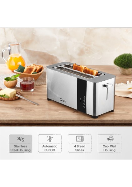 Dijital Ekmek Kızartma Makinesi, Yeniden Isıtma, Buz Çözme, 1400W, Beyaz modelleri