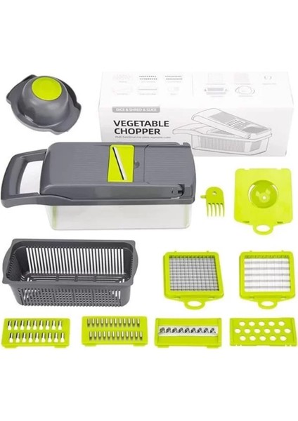 8 Bıçaklı Çok Renkli Sebze Doğrayıcı ve Dilimleyici Seti
