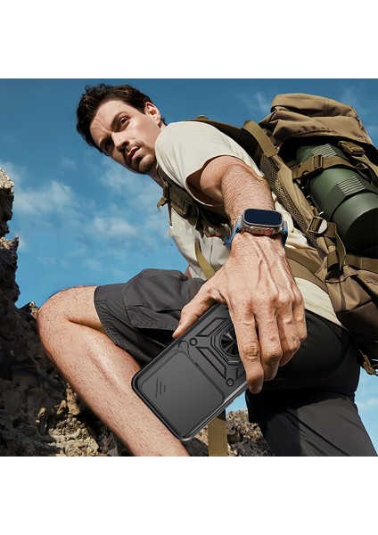 Honor 400 Kılıf Magnetik Standlı Kamera Korumalı Zore Sürgülü Vega Kapak - Mavi fırsatları