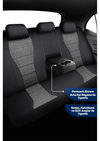 City Serisi Ford Tourneo Courier 2024 Sonrası ile Uyumlu Koltuk Kılıfı, Gri-Siyah fırsatları