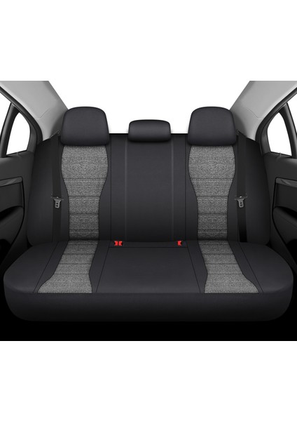 City Serisi Ford Tourneo Courier 2024 Sonrası ile Uyumlu Koltuk Kılıfı, Gri-Siyah