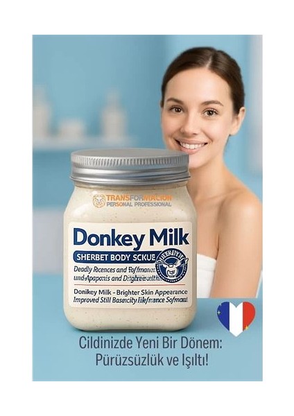 Bfs Donkey Milk Vücut Peelingi 500 ml - Ölü Deri Temizleyici, Cilt Aydınlatıcı ve Yoğun Nemlendirici Vücut Scrubı