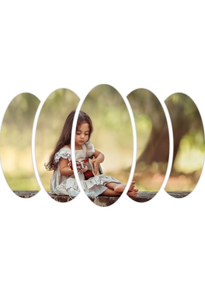 Yeşil Küçük Kız Gitar Mdf Tablo, Dekoratif Duvar Süsü, Müzik Temalı Dekorasyon.