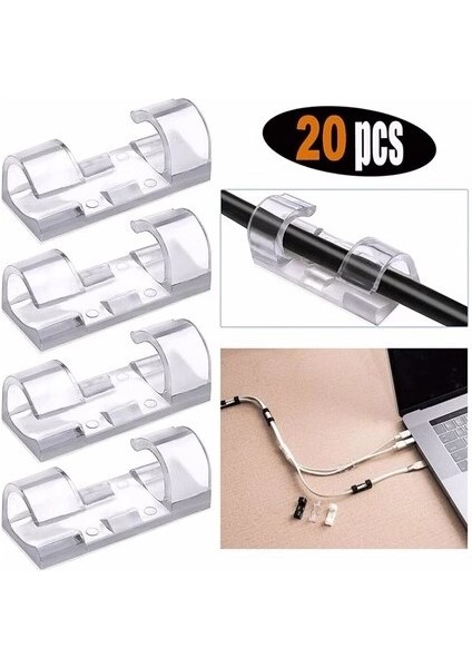 Bfs 20'li Yapışkanlı Kablo Sabitleyici Şeffaf Klips fiyatları